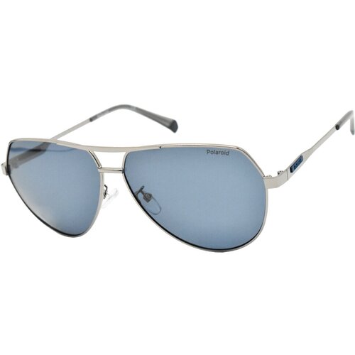 фото Солнцезащитные очки polaroid, авиаторы, оправа: металл, с защитой от уф, поляризационные, синий