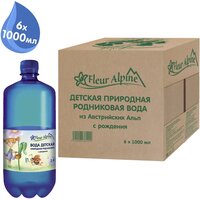 Вода детская природная родниковая, негазированная Fleur Alpine, с рождения, 6 шт. по 1 л