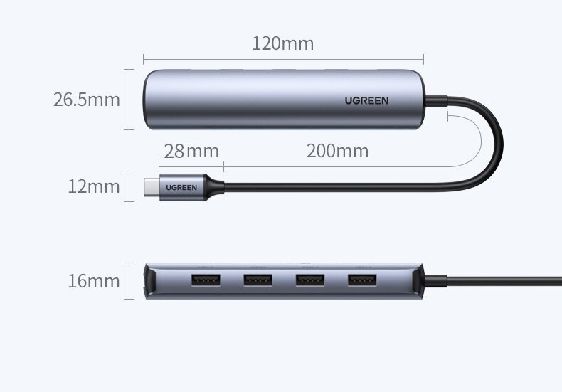 Адаптер Ugreen CM417 USB-C 5 в 1 HDMI 4x USB 30