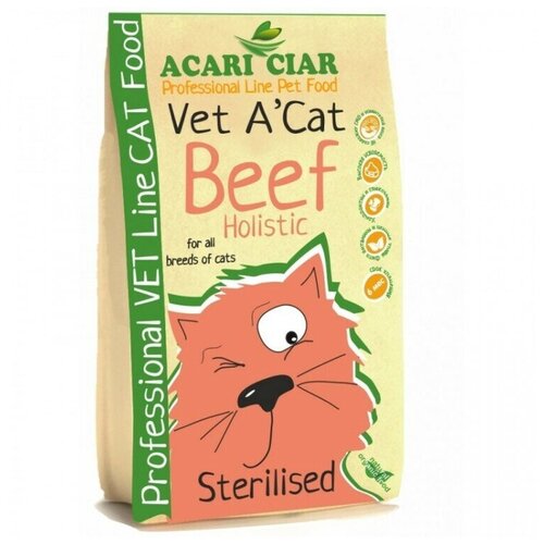 Сухой корм для кошек Acari Ciar Vet A Cat Beef Holistic Sterilized 12 кг ( мини гранула ) Акари Киар сухой корм для кошек acari ciar a cat starter holistic 5 кг мини гранула акари киар