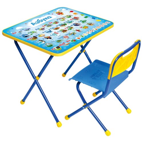 фото Комплект nika стол + стул азбука кп/9 60x45 см синий