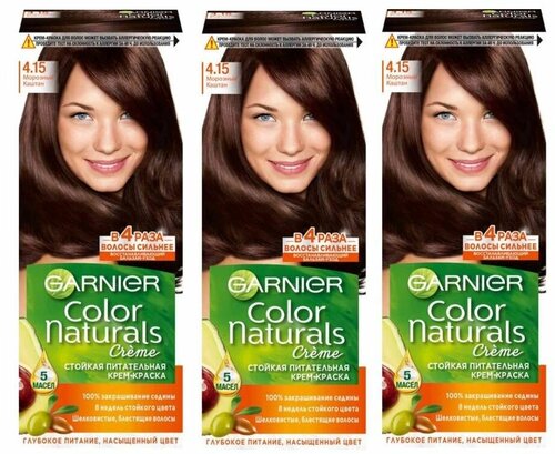 GARNIER Color Naturals Краска для волос 4.15 Морозный каштан, набор 3шт