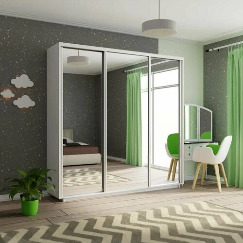 Шкаф-купе 2,4 Экспресс 3-х дверный 240х240х45 Зеркало Белый снег