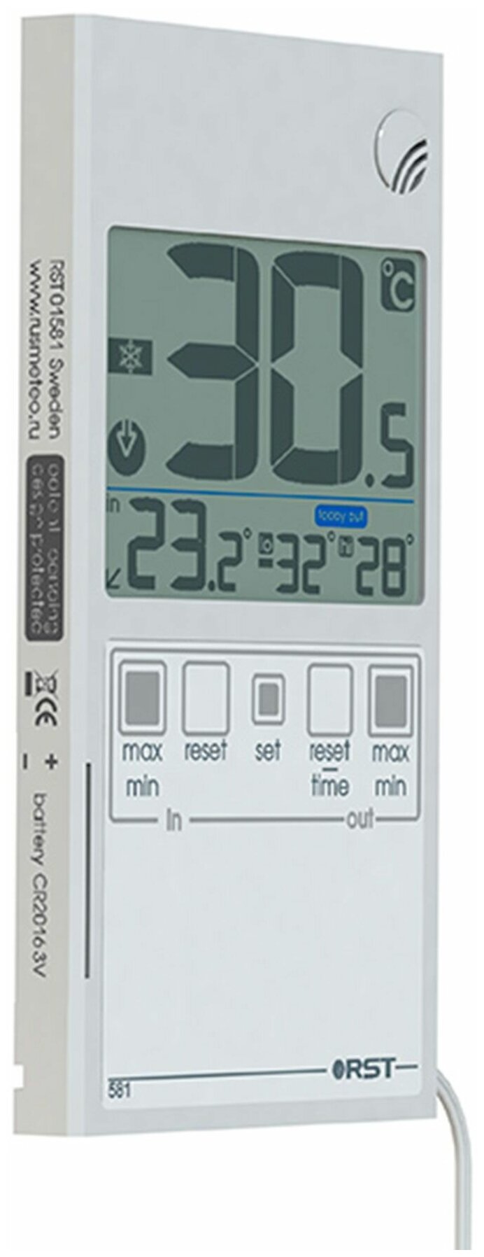 Цифровой термометр оконный (рамный, уличный) в ультратонком (7мм) корпусе (RST01581) - фотография № 3
