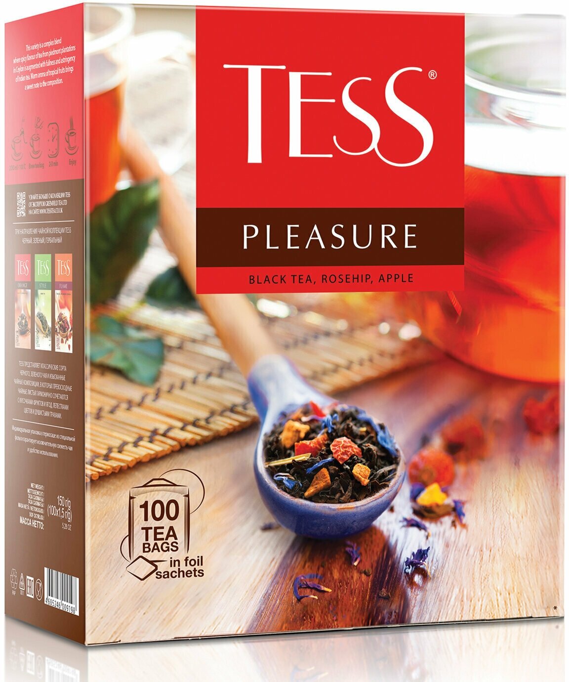 Чай черный Tess Pleasure в пакетиках, 100 шт