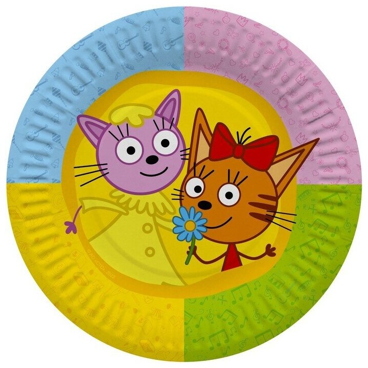 Тарелка бумажная Sima-land "Три кота", в наборе 6 штук, 18 см (6014982) - фотография № 2