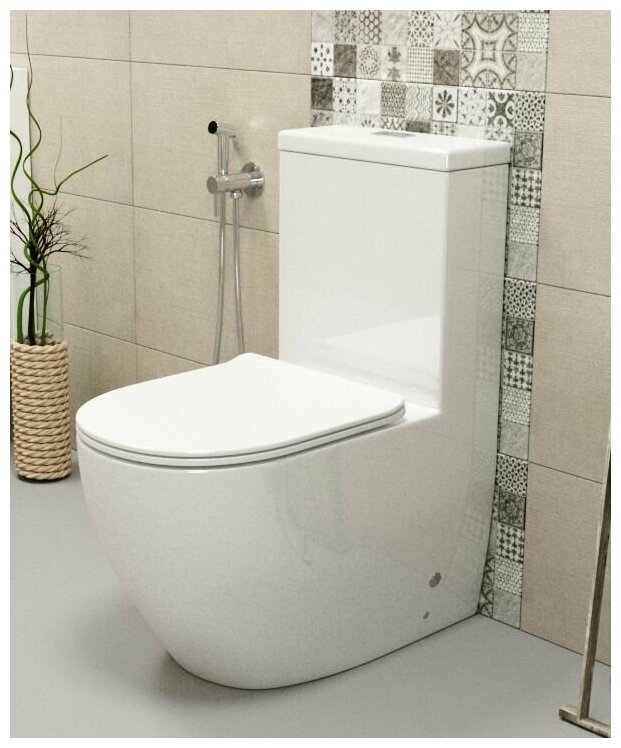 Унитаз напольный Keramastar Mirage 680х365х820 безободковый с тонким быстросъемным сиденьем дюропласт KR024011NR