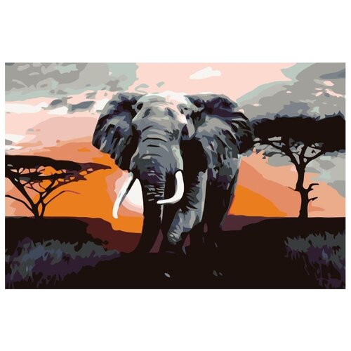 Картина по номерам Африканский слон, 40x60 см