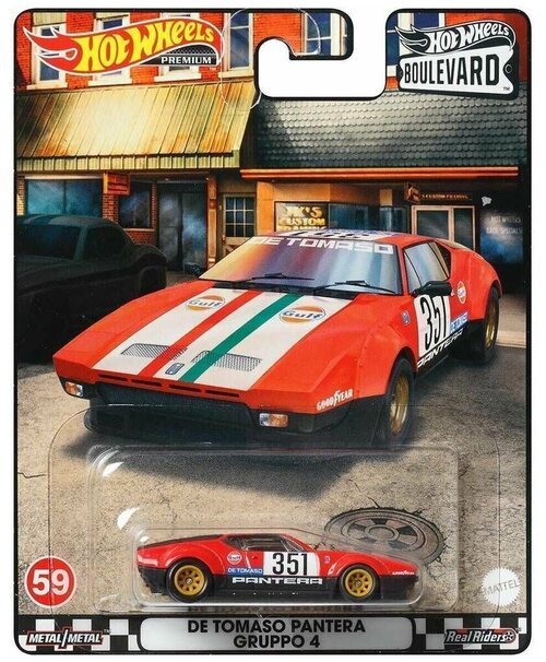 Детская Машинка 1:64 Hot Wheels Premium Редкая модель DE TOMASO PANTERA GRUPPO 4 из серии BOULEVARD Подарок На Новый Год