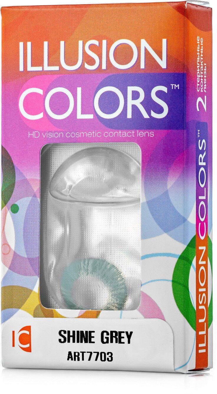 Цветные контактные линзы ILLUSION colors SHINE grey -6,0