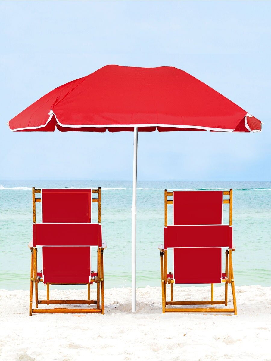 Зонт пляжный Meddo от солнца на море 8202 / красный - фотография № 4