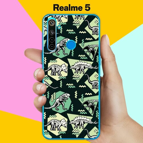 Силиконовый чехол на realme 5 Узор из динозавров / для Реалми 5 силиконовый чехол на realme 5 узор 13 для реалми 5