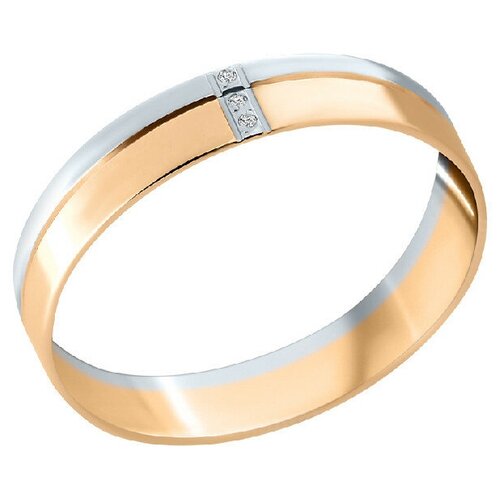 Кольцо обручальное KARATOV, комбинированное золото, 585 проба, размер 21, золотой, серебряный кольцо обручальное золотой стандарт комбинированное золото 585 проба размер 21 золотой серебряный