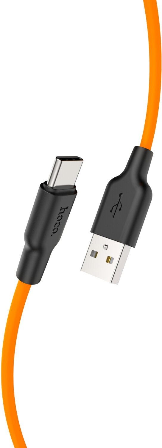 USB Кабель Type-C, HOCO, X21 Plus, силиконовый, черно-оранжевый