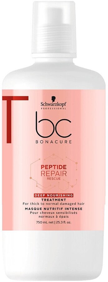 Schwarzkopf Professional Bonacure Peptide Repair Rescue Deep Nourishing Treatment - Шварцкопф Интенсивная Питательная Маска, 750 мл -