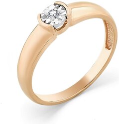 Золотое кольцо из красного золота с бриллиантом 1-106-922 Master Brilliant