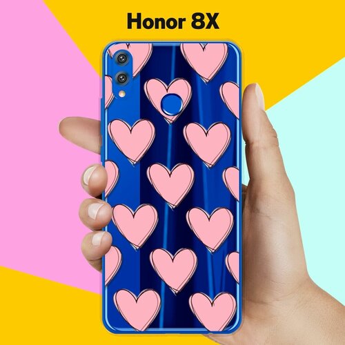 Силиконовый чехол Узор из сердец на Honor 8X силиконовый чехол узор из сердец на honor 9c