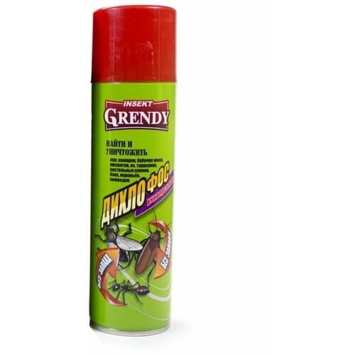 Дихлофос GRENDY, эффективное средство от летающих и ползающих насекомых, 200 мл / Средство от насекомых / Дихлофос аэрозоль