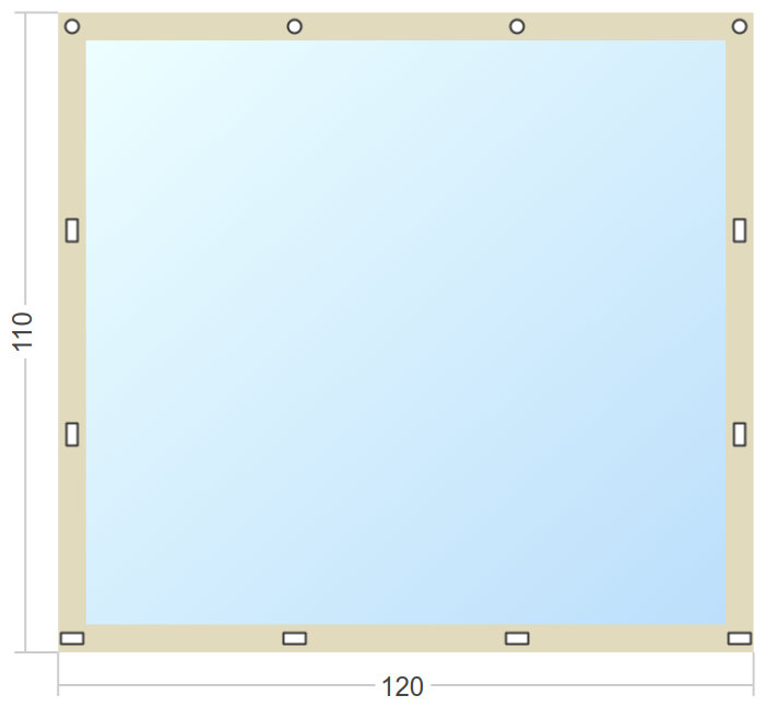 Мягкое окно Софтокна 120х110 см съемное, Скоба-ремешок, Прозрачная пленка 0,7мм, Бежевая окантовка, Комплект для установки - фотография № 3