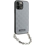 Чехол Lagerfeld PU Saffiano Monogram + Wrist chain Hard для iPhone 14 Pro Max, серебристый - изображение