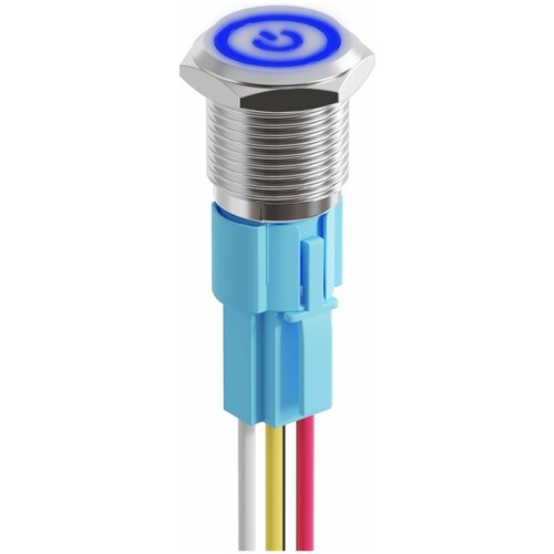 Кнопка-переключатель (тумблер) GSMIN K1 ON-OFF 3А 12В AC с подсветкой и соединительными проводами (Синий)