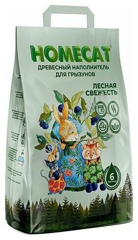 Наполнитель для грызунов HOMECAT древесный лесная свежесть 2 кг - фотография № 6