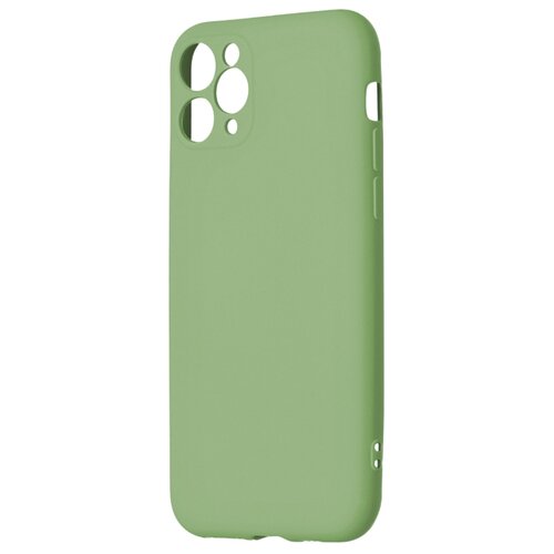 Матовый силиконовый чехол-накладка с бархатной подкладкой из микрофибры PERO для Apple iPhone 11 Pro / Silicone Case на Эпл Айфон 11 Про  зеленый