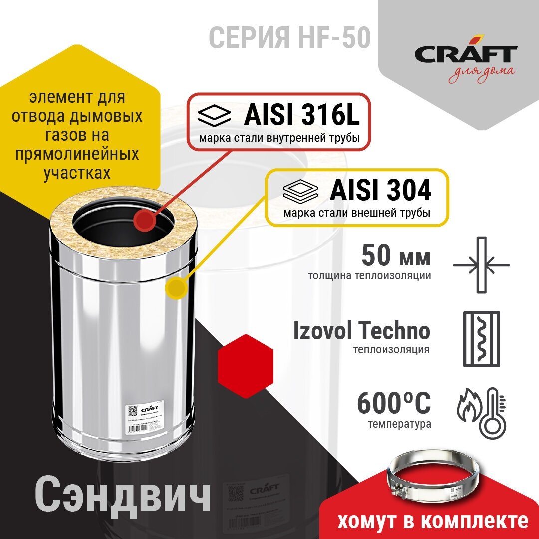 Craft HF-50 сэндвич 500 (316/0,8/304/0,5) Ф250х350 - фотография № 2