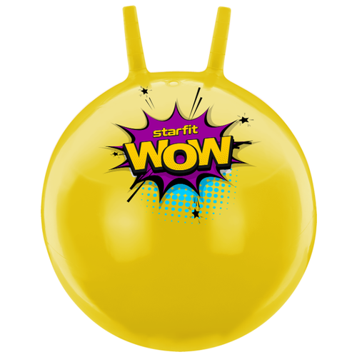 фото Мяч-попрыгун starfit gb-0402, wow, 55 см, 650 гр, с рожками, жёлтый, антивзрыв