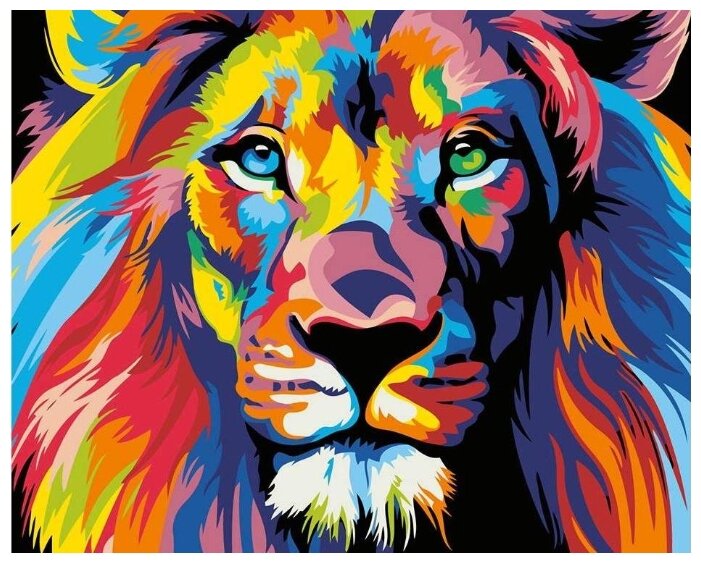 Картина по номерам "Радужный лев", 40x50 см