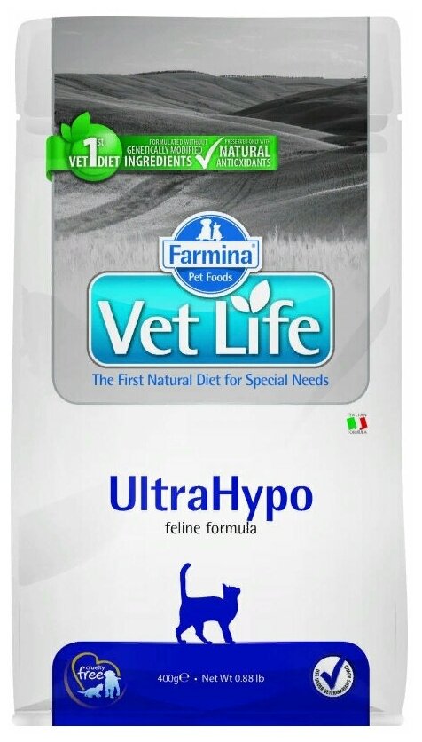 Farmina (Фармина) Vet Life Cat UltraHypo 0,4кг х 2шт ультрагипоаллергенный сухой для кошек