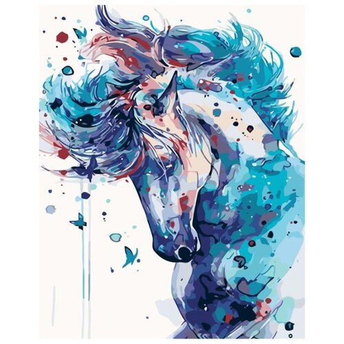 картина по номерам синяя лошадь 40x60 см Картина по номерам Синяя лошадь, 40x50 см