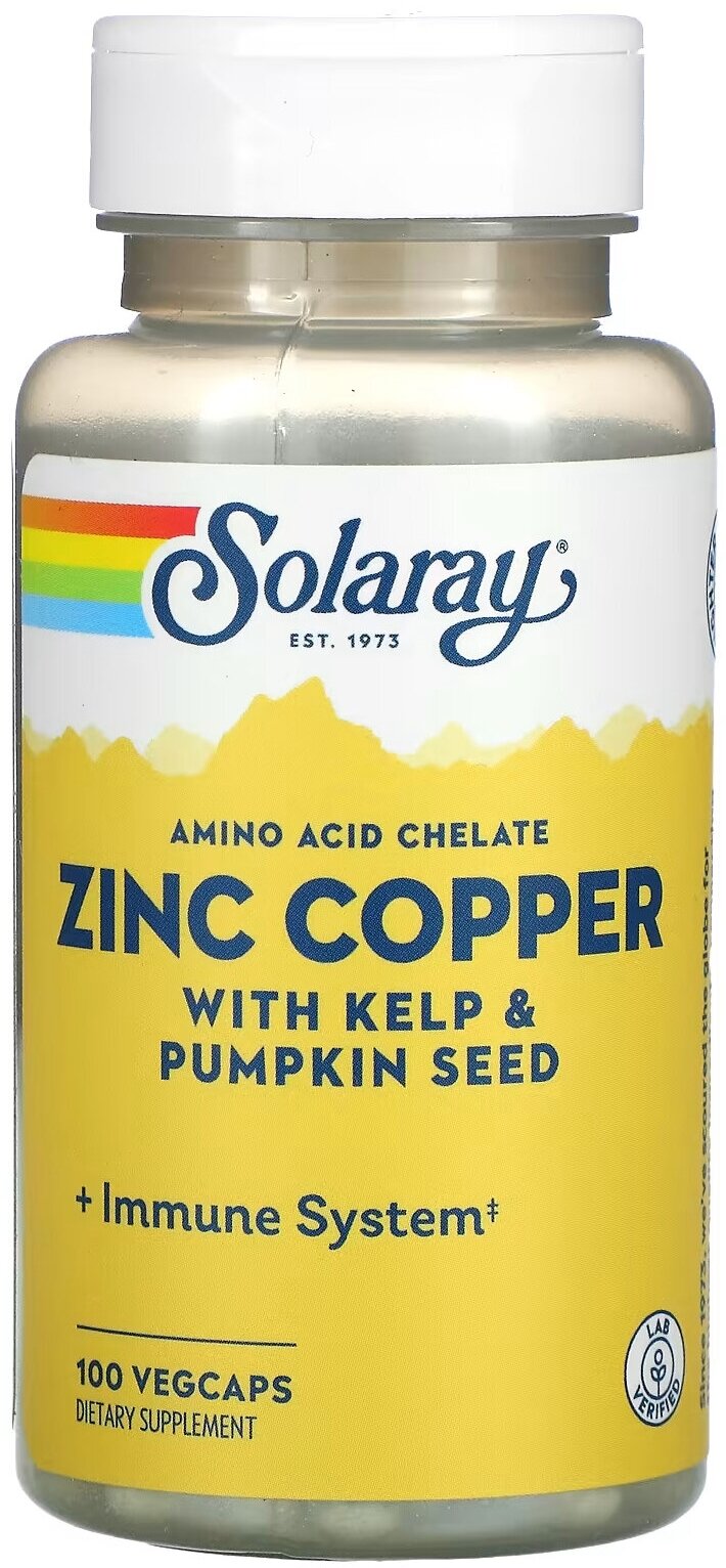 Solaray Zinc Copper 100 вегетарианских капсул