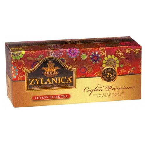 Чай черный Zylanica Ceylon Premium в пакетиках, классический, травы, 100 пак.