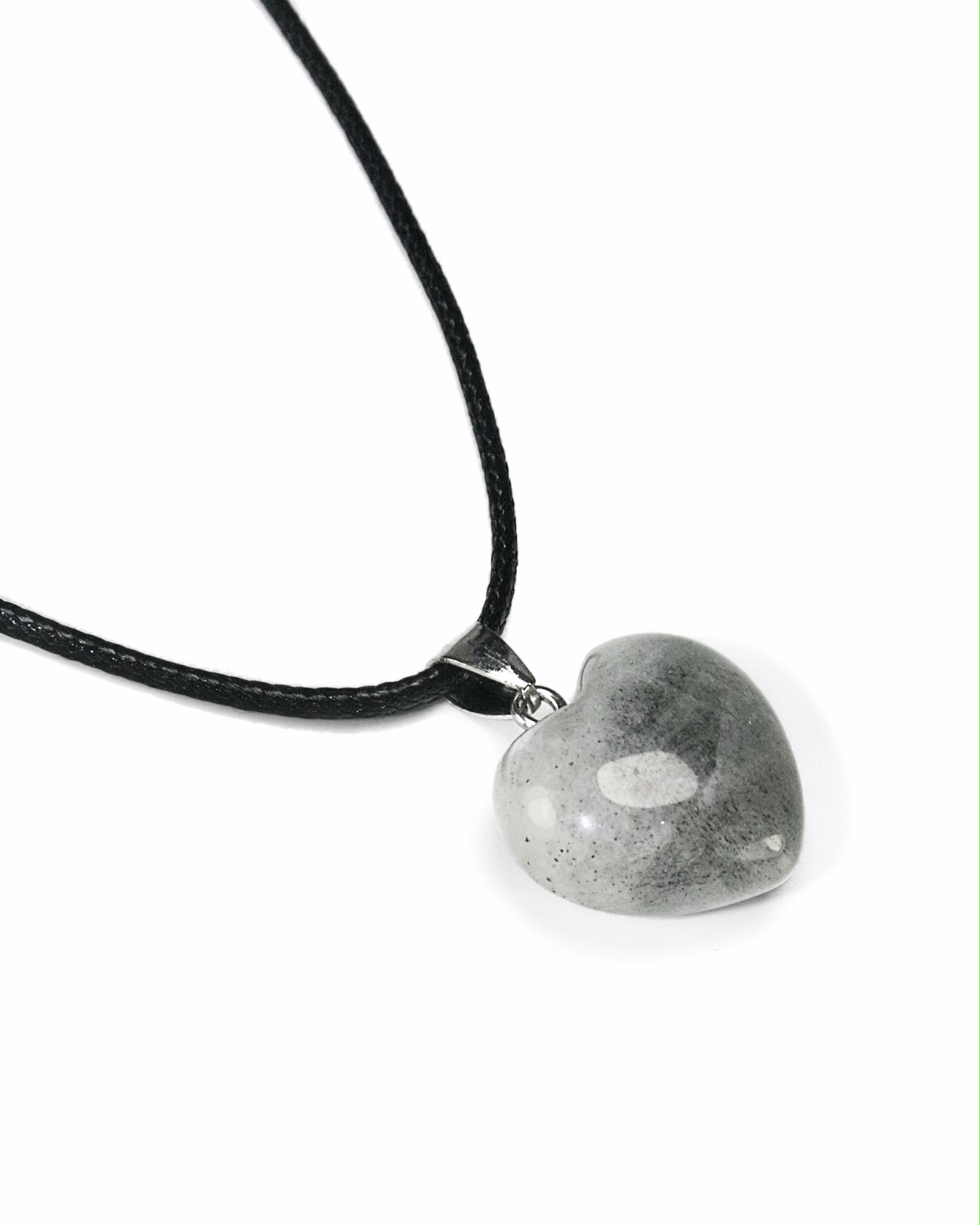 Колье Grow Up Кулон / подвеска / талисман Сердце объемное из натурального камня со шнурком, Лабрадор, 2 см, лабрадор