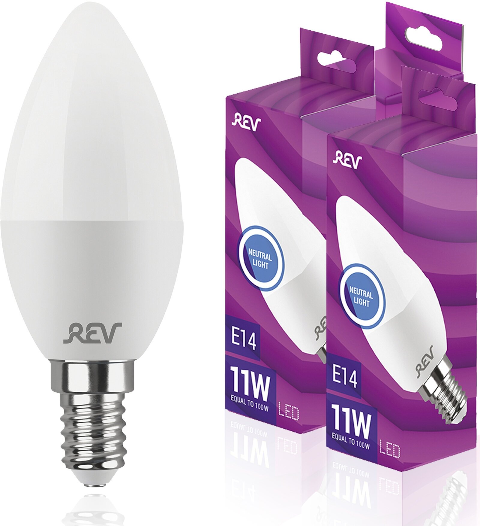 Упаковка светодиодных ламп 3 шт REV 32511 6, 4000К, Е14, C37, 11Вт