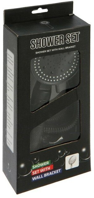 Набор для душа ZEIN Z2715, шланг 150 см, самоклеящийся держатель, лейка 5 режимов, черный 9417656 - фотография № 7