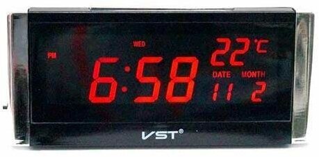 Часы говорящие электронные настольные с будильником, календарем и термометром с яркой красной подсветкой (VST-731W) - фотография № 2