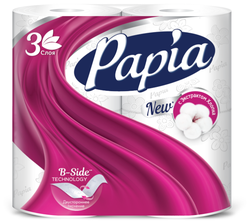 Туалетная бумага Papia белая трёхслойная