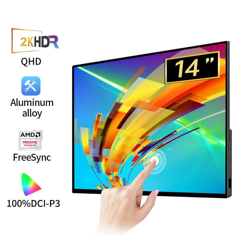 VCHANCE 14" Монитор портативный сенсорный AQ14T 2K IPS 2240x1400, 60 Гц (AQ14T), IPS, 2240x1400, 60 Гц, черный матовый