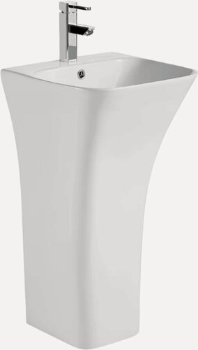 Изображение товара Раковина напольная Ceruttispa Luca 7283 45 фарфоровая, раковина для ванной, белая, глянцевая, прямоугольная, со встроенным сливом-переливом