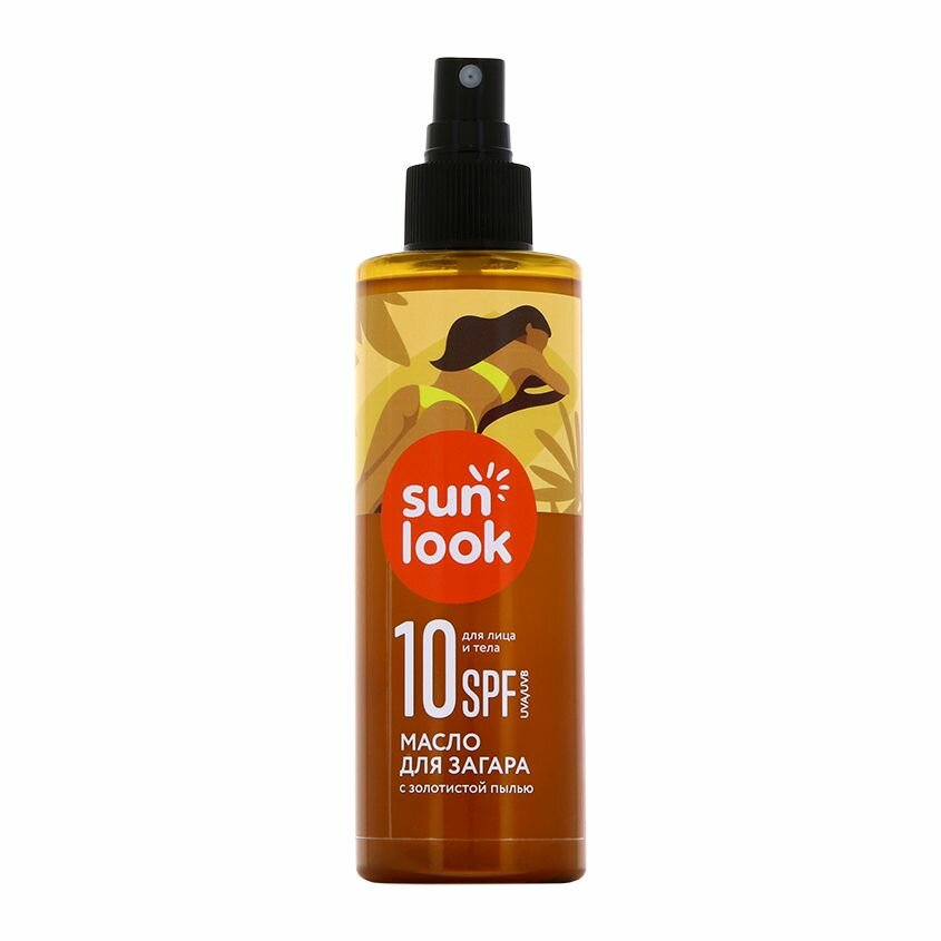 Средства Для Загара Масло для загара SUN LOOK с золотистой пылью, SPF-10, 190 мл