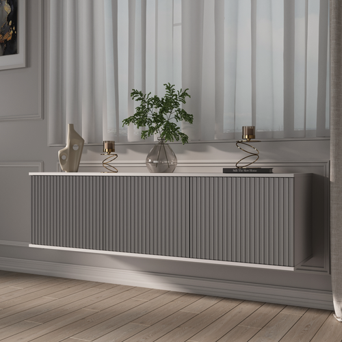 Изображение товара Подвесная тумба-консоль под телевизор "Бирмингем" Кварц, серая