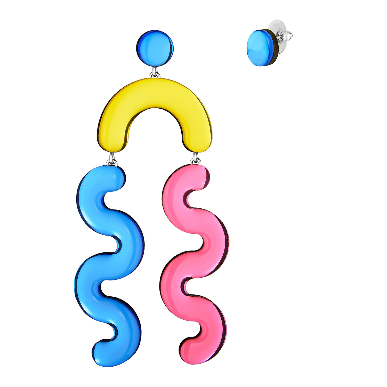 Комплект серег MONOLAMA, розовый, голубой, желтый — фото 1