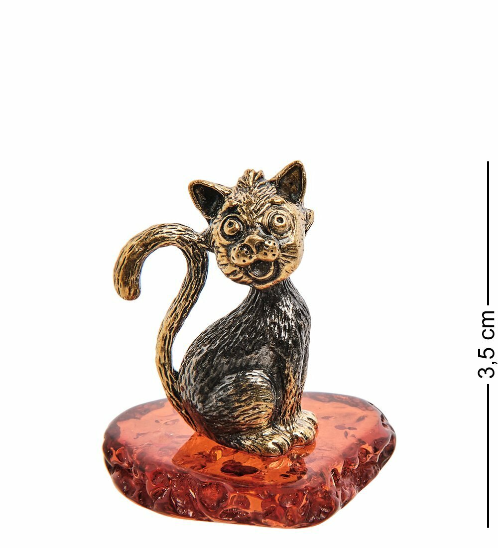 Фигурка 'Кот Мартовский' (латунь, янтарь)