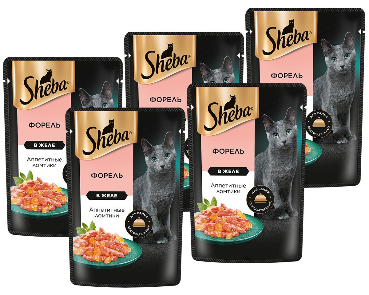 SHEBA для взрослых кошек ломтики в желе с форелью пауч 75 гр х 5 шт
