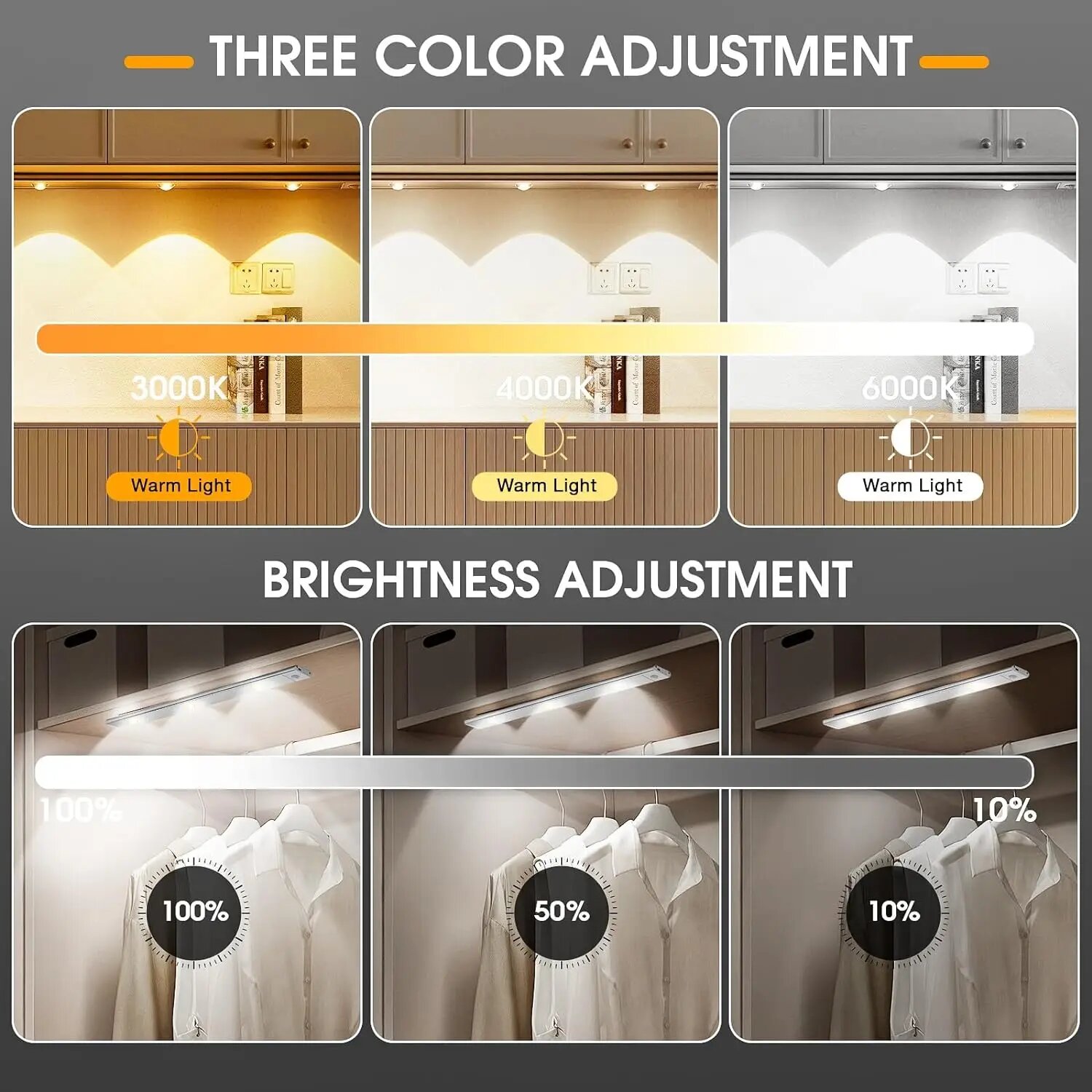 Беспроводной светодиодный ночник Xiaomi с датчиком движения, 50 см, 50CM, 3 Colors In One Lamp — фото 1