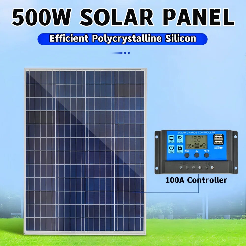 Солнечная панель 500 Вт 12 В, кремниевая, 1000W Controller Kit — фото 1
