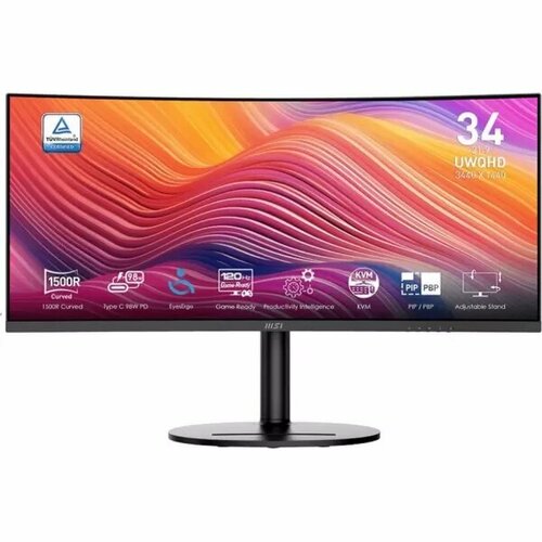 MSI Монитор MSI 34" Modern MD342CQP VA LED 21:9 HDMI M/M матовая HAS Piv 3500:1 300cd 178гр/178гр 3440x1440 120Hz DP UW USB 8.05кг 9S6-3PC59H-031 черный
