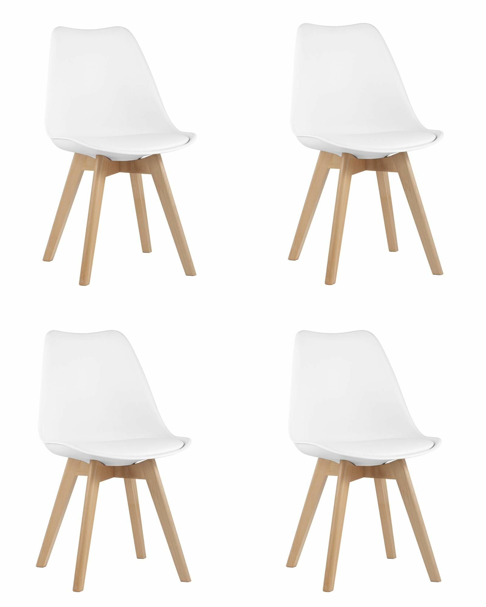 Стул FRANKFURT NEW STOOL GROUP белый, экокожа, дерево, мягкое сиденье, без подлокотников